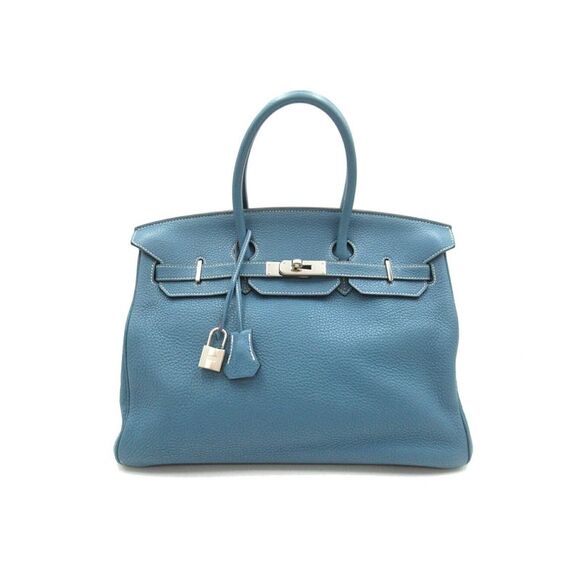 Pre Loved Prada Authentic Herms Birkin 30 Handbag in Blue Leather
